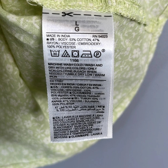 OLD NAVY NWT Lemon Lime Ditsy Floral Tank Top Ladder Lace Pleated Adj Strap L - Picture 11 of 13